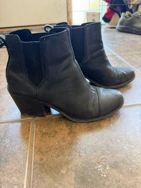 Black TOMS Chelsea Ankle Booties with Block Heel - Women